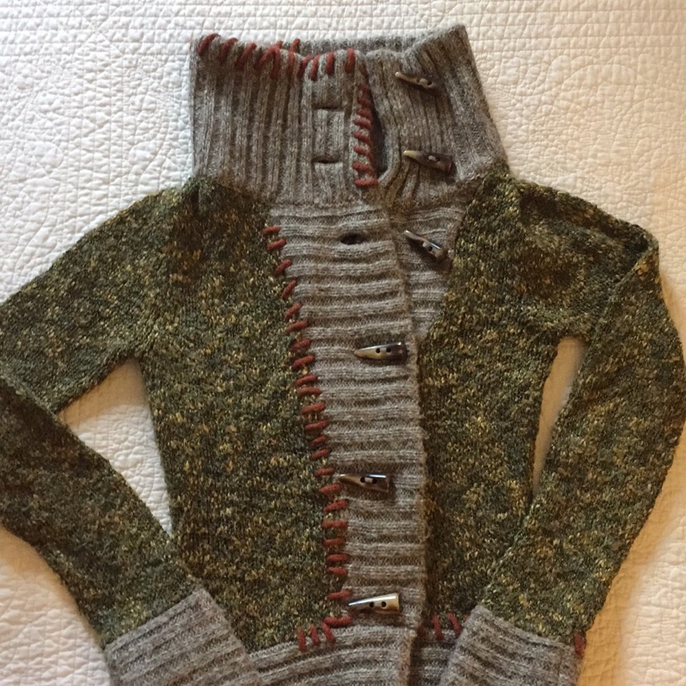 Buckle Sweater with Horn Buttons